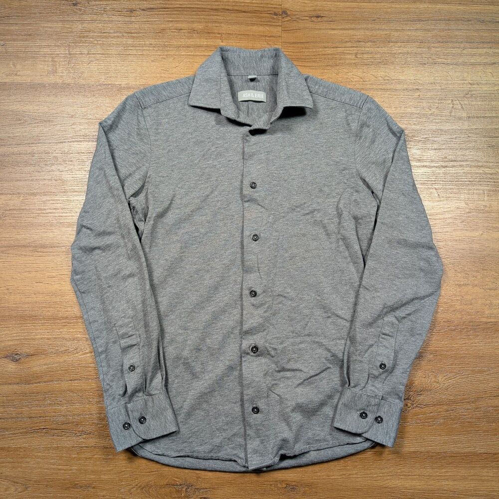 Ash & Erie Button Down Up Mens XS Gray Slim Fit Long Sleeve Soft Cotton
